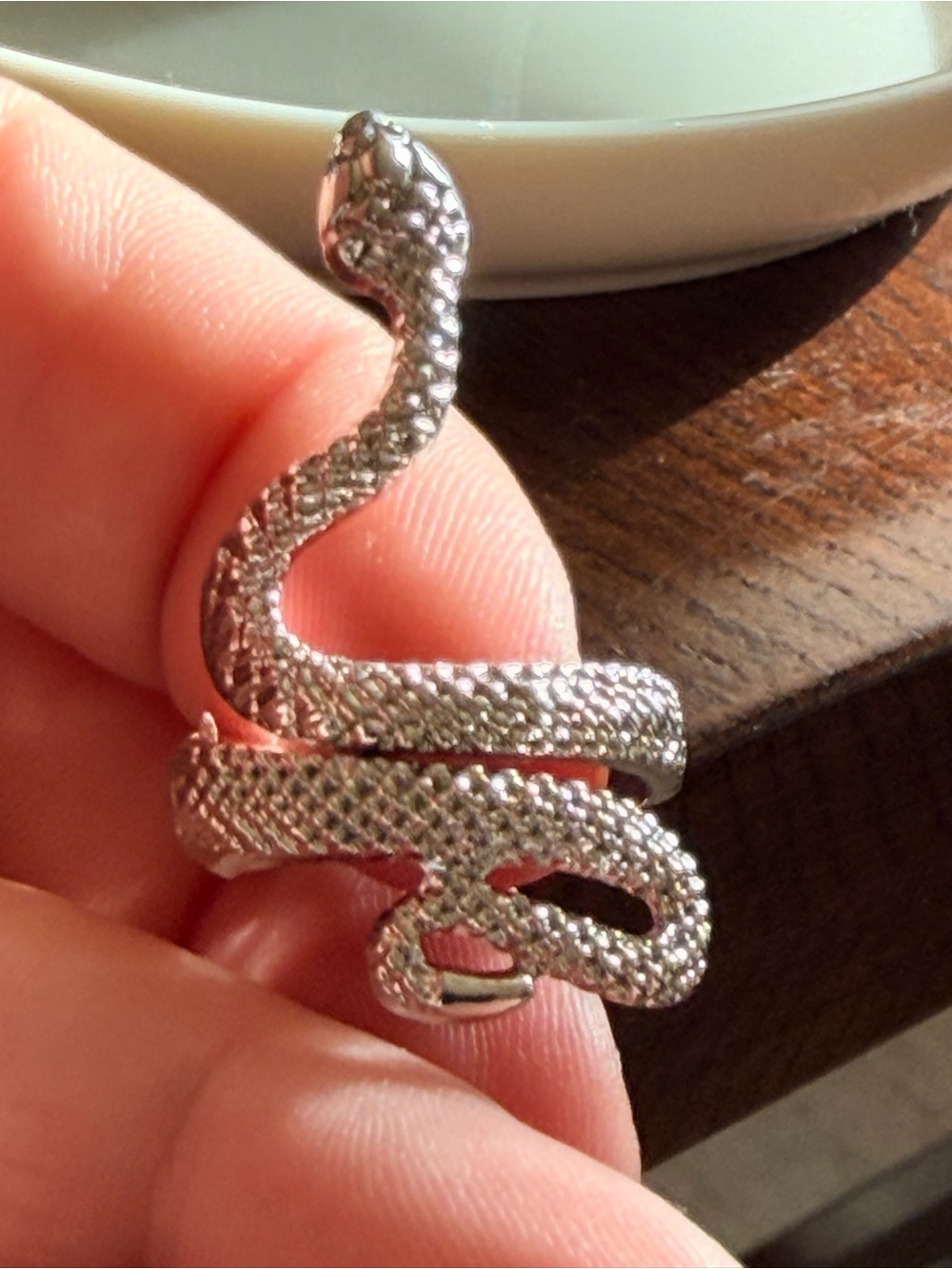 Silver Snake Wrap Ring Witchy Ring - Textured Serpent Design size 8